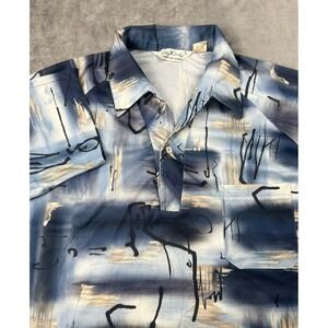 Lilly Dache Polo‎ Shirt Men's Large Dagger Collar 70s 80s Disco Abstract